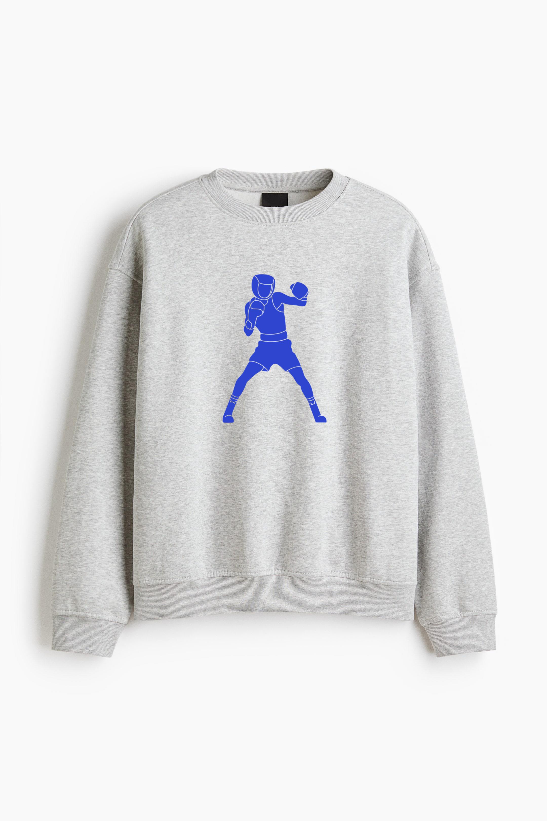 Boxer Blue Regular Fit Printed Sweatshirt 