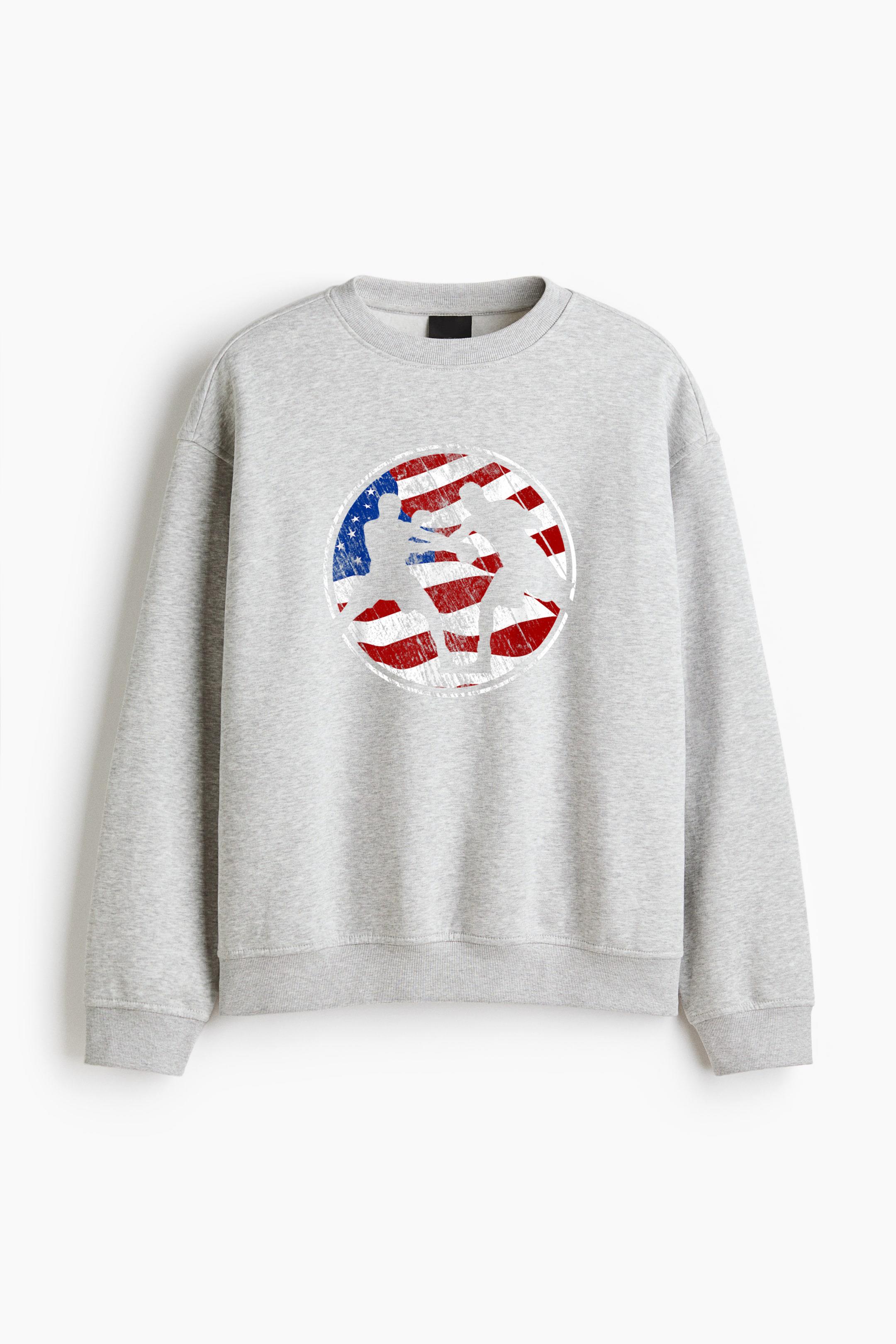 Boxing American Flag USA Regular Fit Printed Sweatshirt 