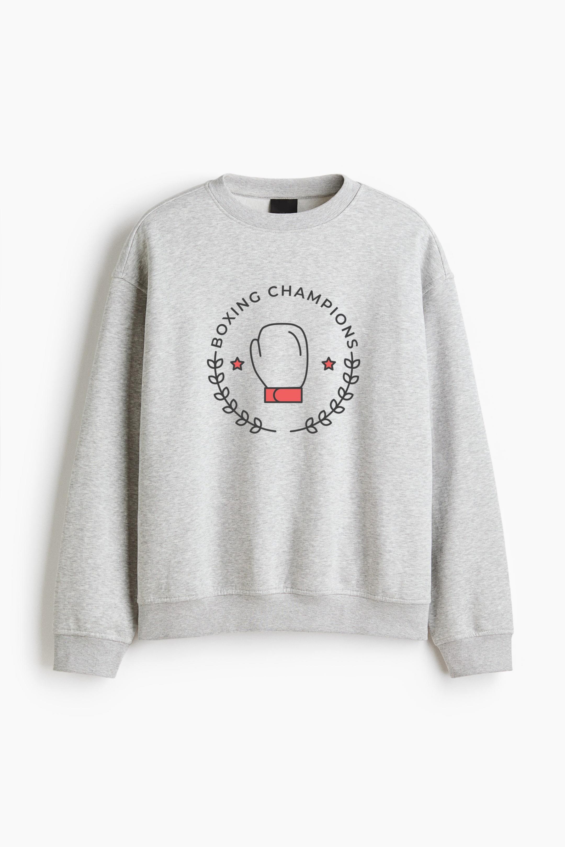 Boxing Champions Glove Boxing Glove Star Branch Colored Badge Sticker Regular Fit Printed Sweatshirt 