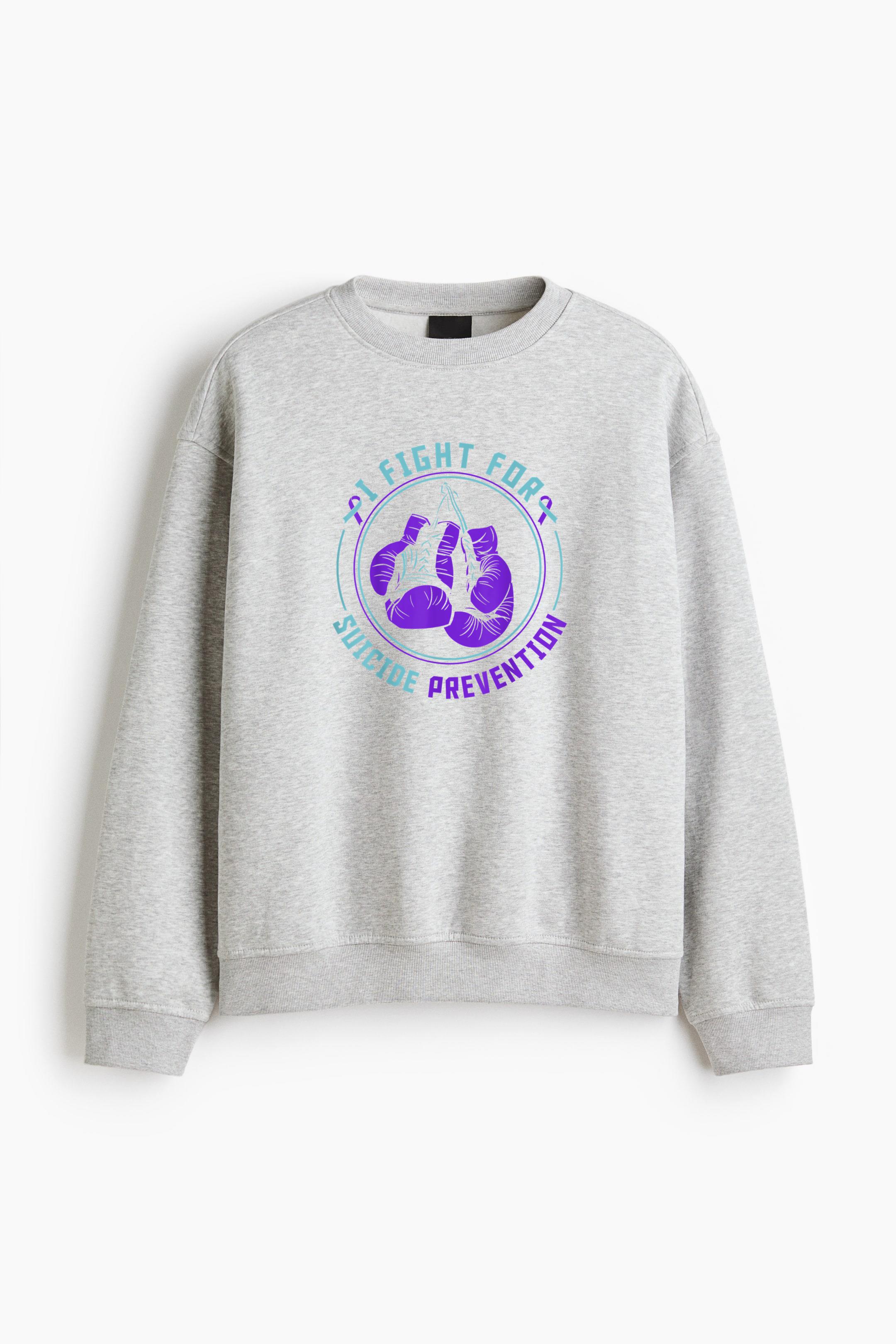 Boxing Gloves I Fight For Suicide Prevention Regular Fit Printed Sweatshirt 