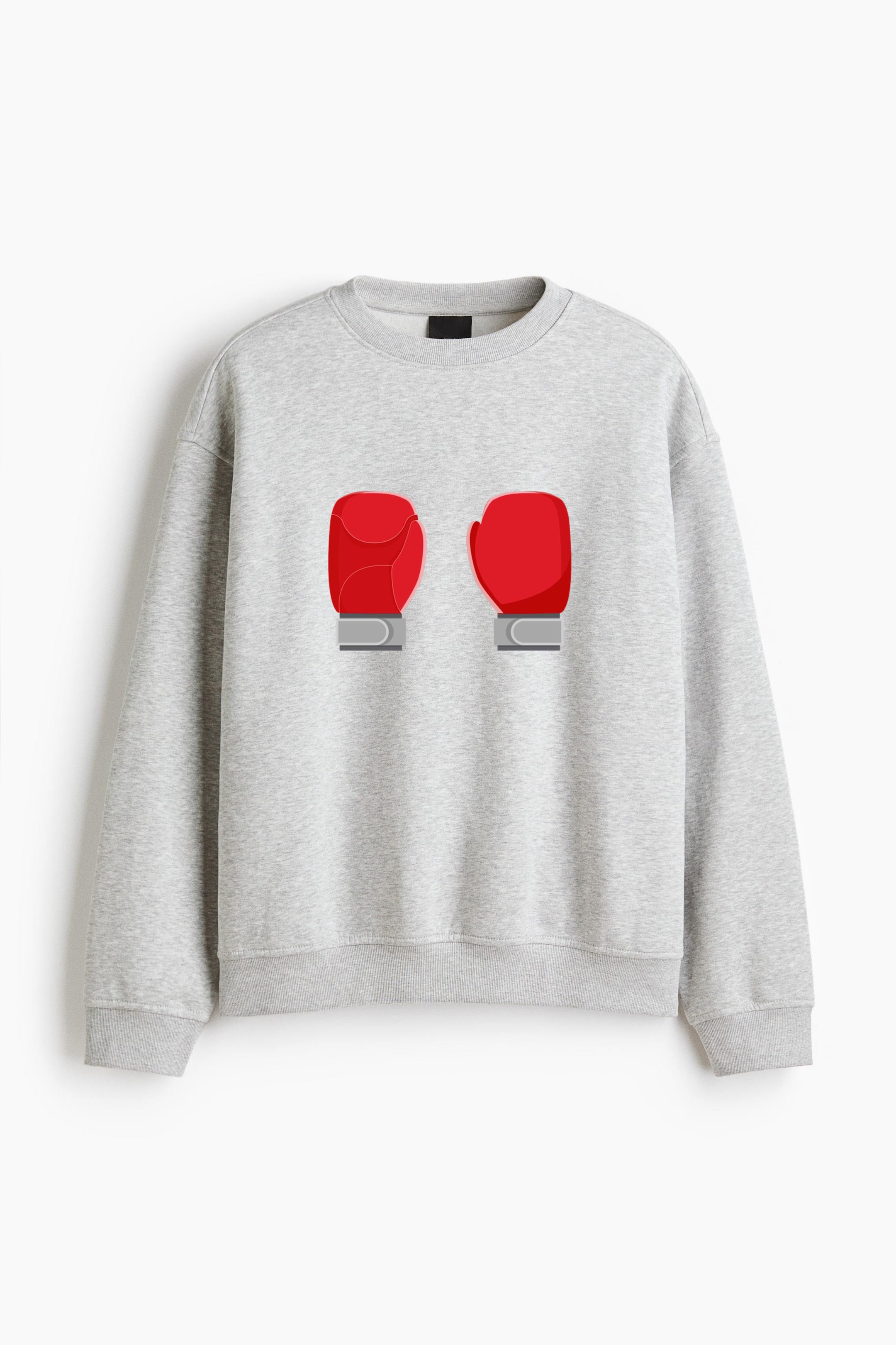 Boxing Gloves Icon Boxing Elements Regular Fit Printed Sweatshirt 