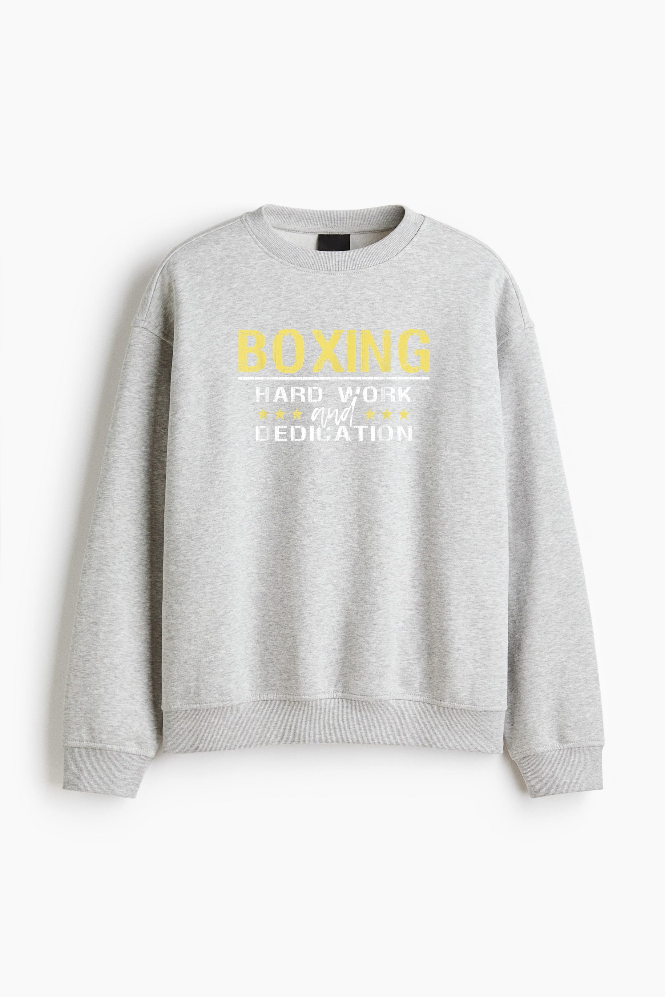 Boxing Hard Work And Dedication Regular Fit Printed Sweatshirt 