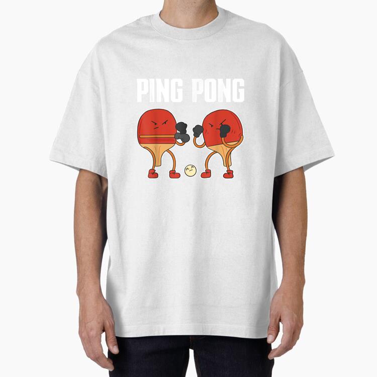 Table Tennis Bat Boxing Gloves Oversized T-Shirt 