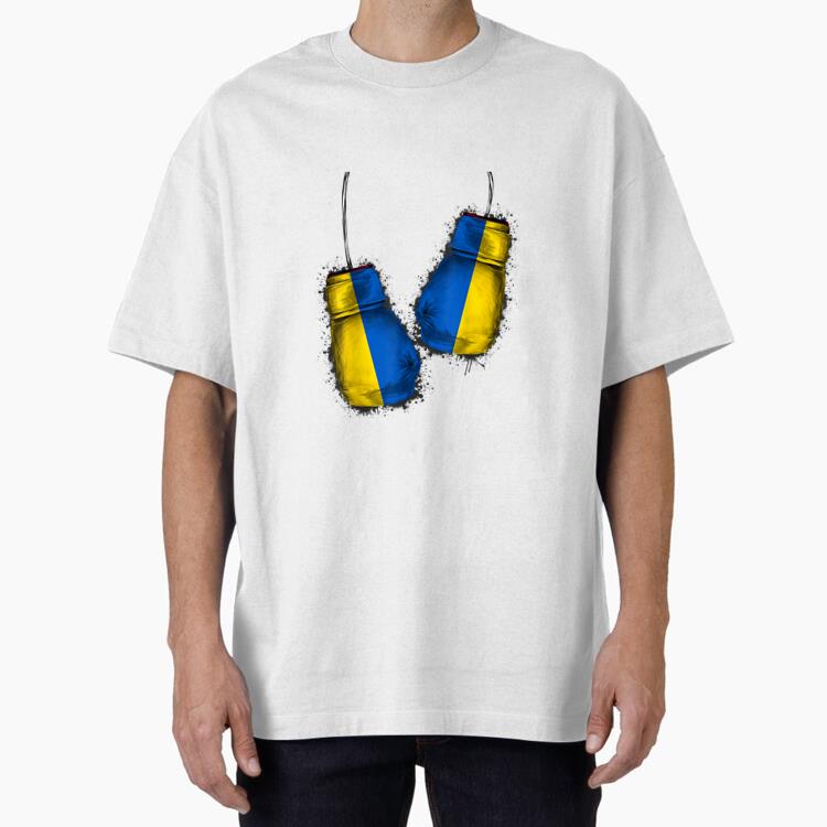 Ukrainian Boxers Flag Fight Gloves Ukraine Boxing Oversized T-Shirt 