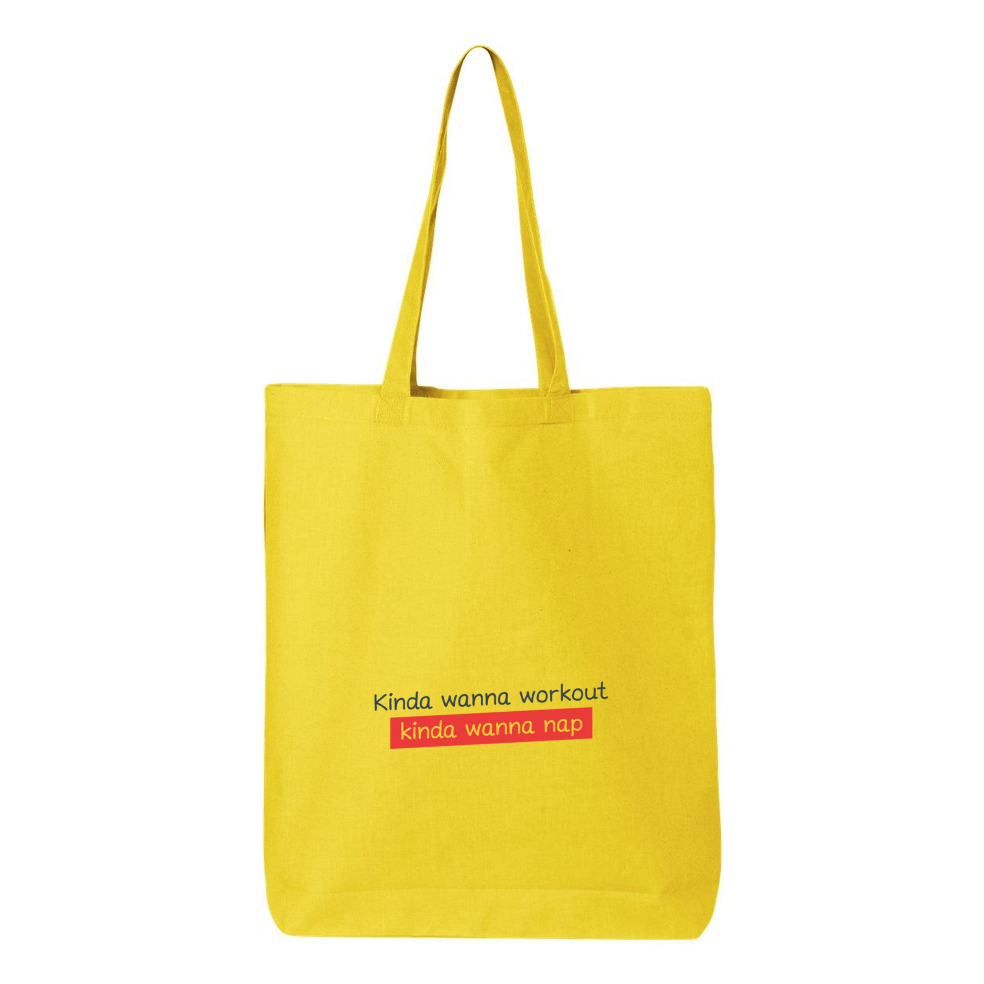 Wanna Workout Wanna Nap Phrase Canvas Tote Bag 