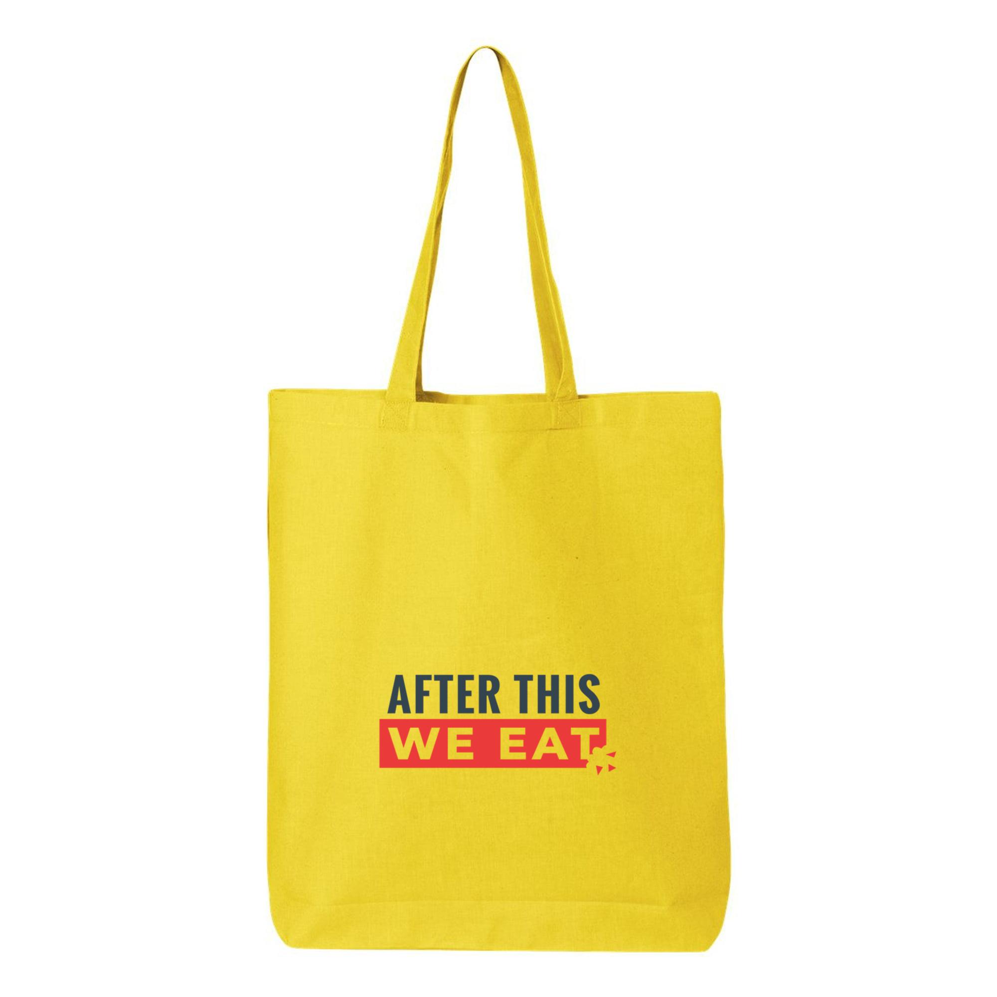 We Eat Funny Workout Phrase Canvas Tote Bag 