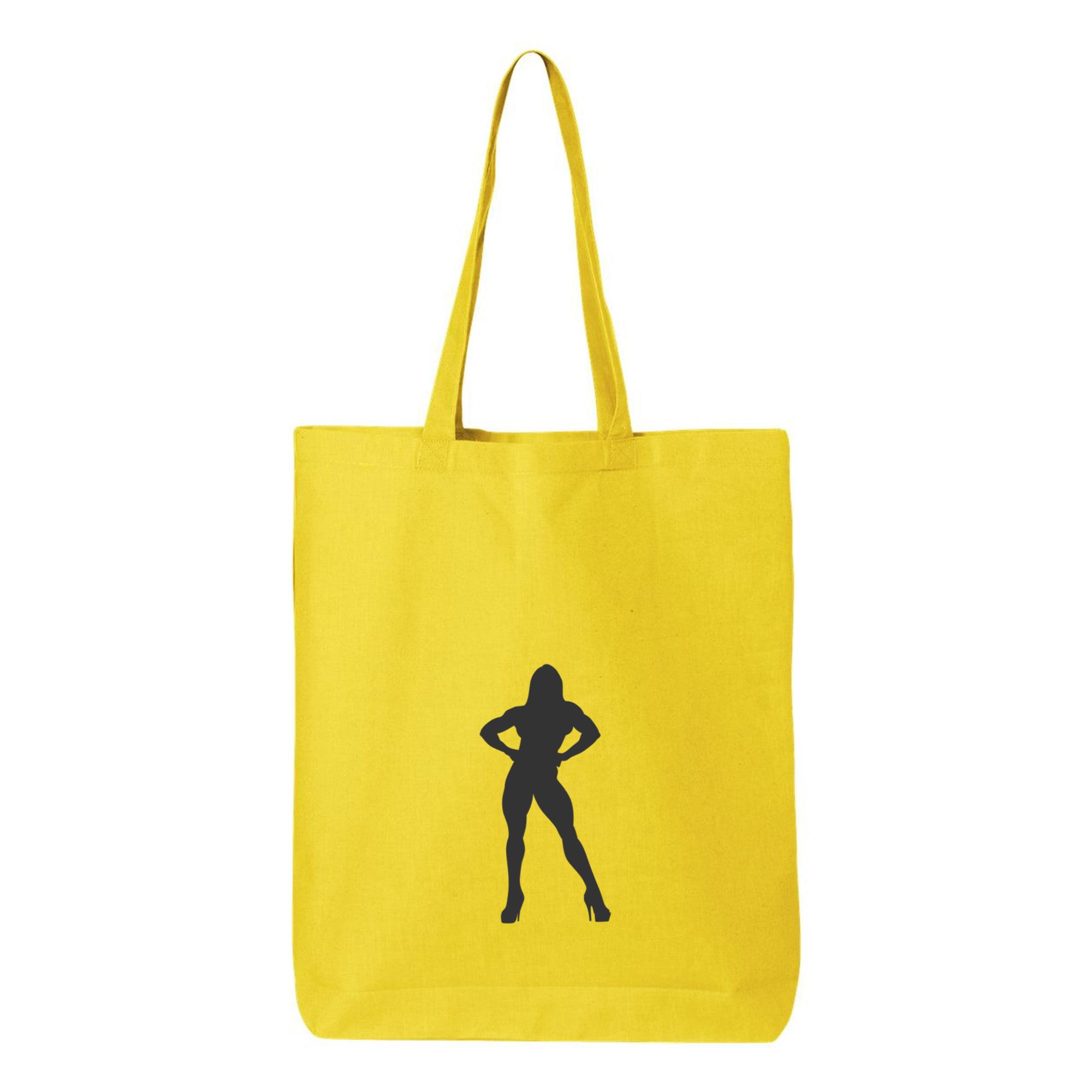 Woman Bodybuilder Silhouette Canvas Tote Bag 