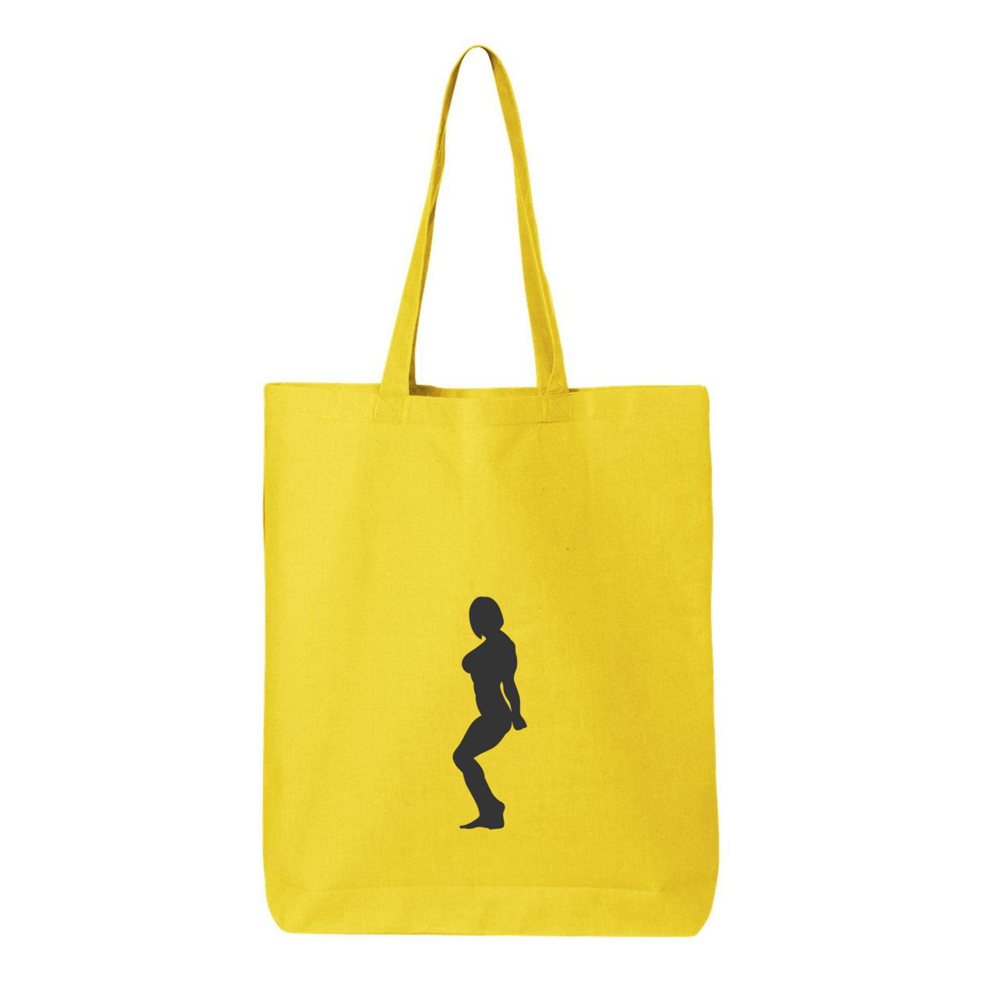 Woman Bodybuilder Triceps Pose Silhouette Canvas Tote Bag 