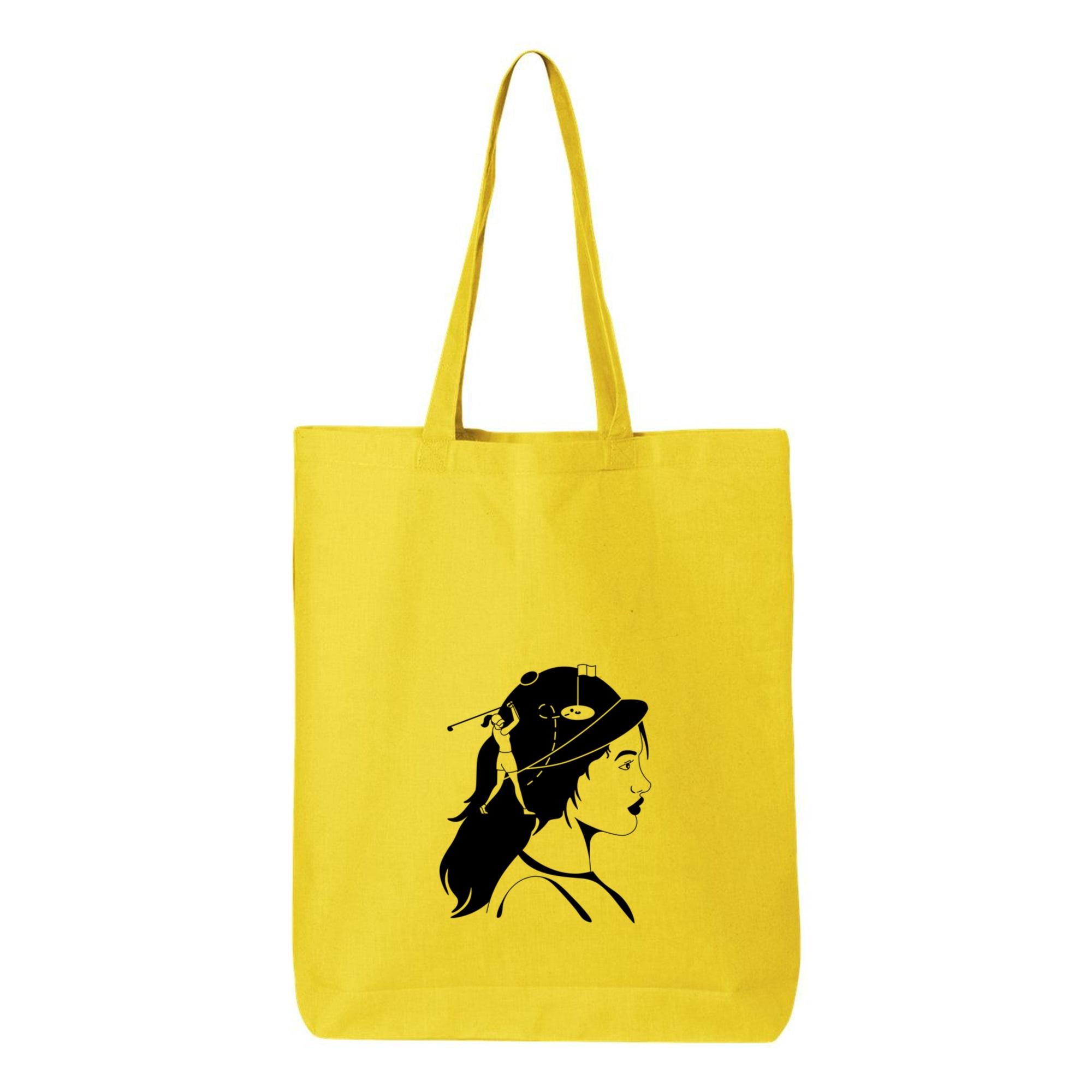 Woman Golfer Filled Stroke Canvas Tote Bag 