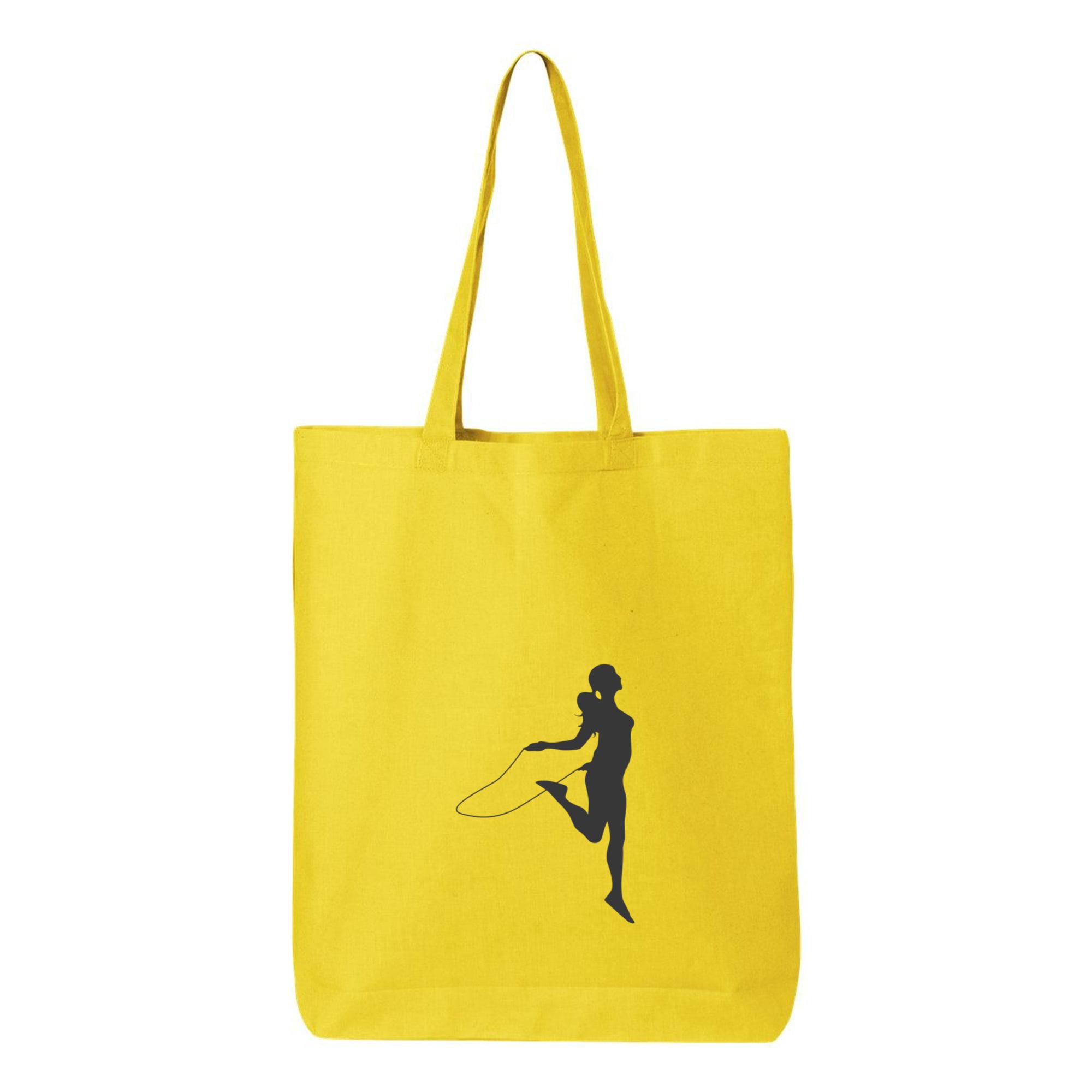 Woman Jumping Rope Silhouette Canvas Tote Bag 
